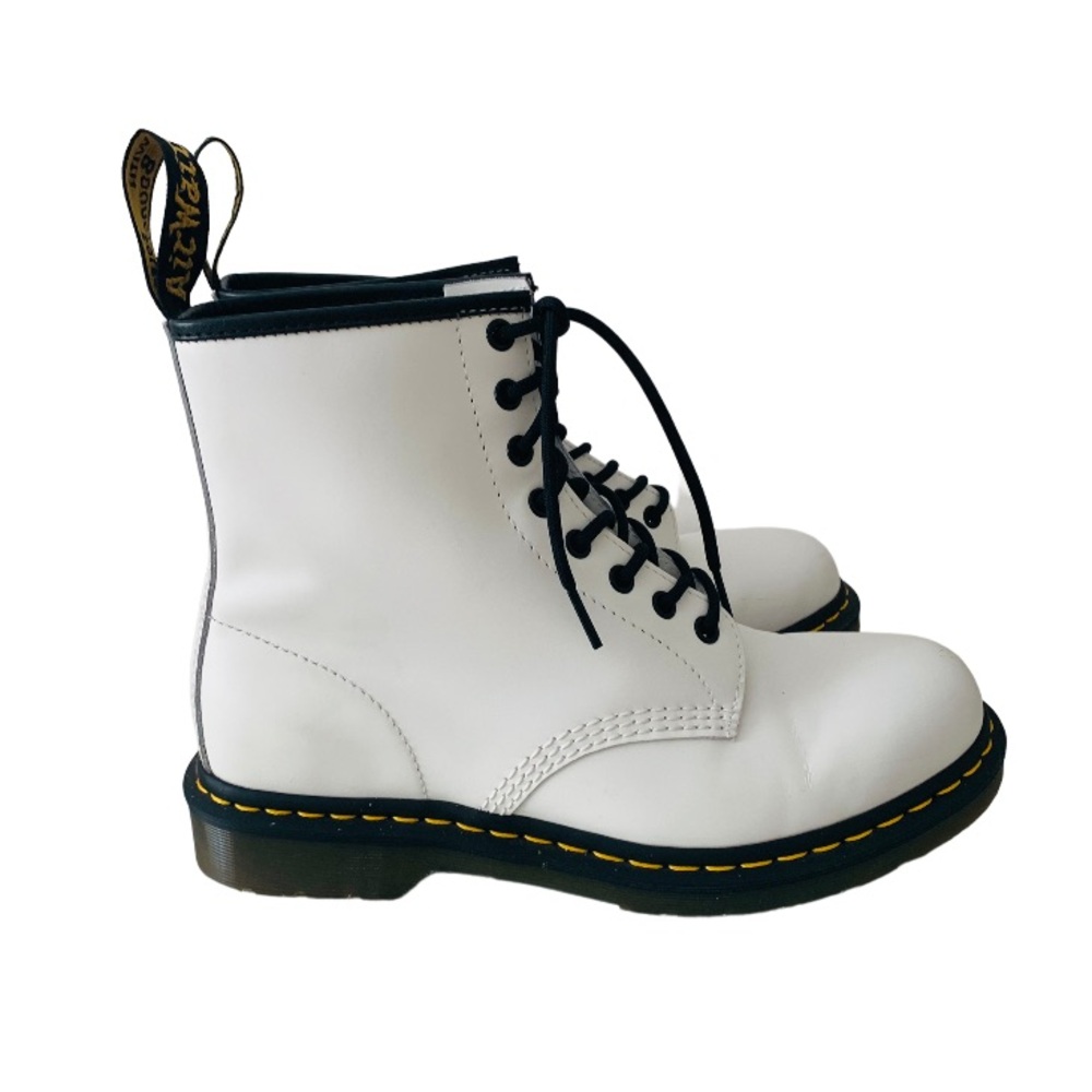 Dr. Martens Leather Lace Up Combat Boots Size Women 10 White Grunge Y2k 90s